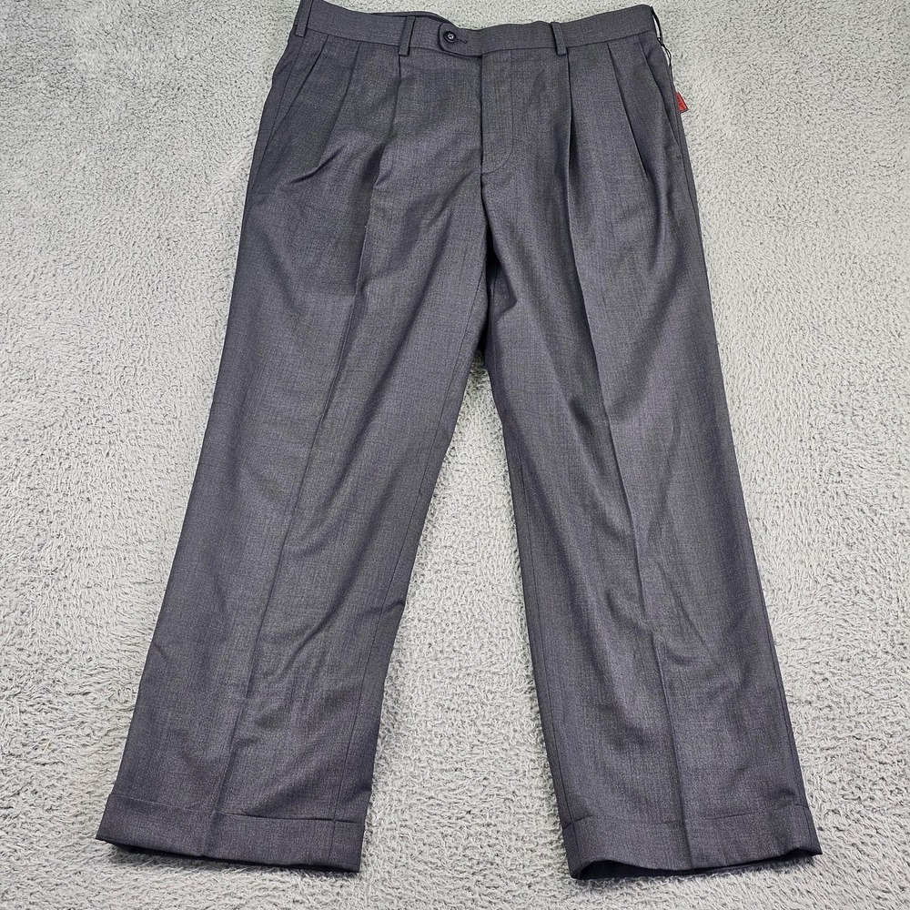 Axist Dress Pants Mens 34x30 Gray No Iron Pleated Straight Wrinkle Resistant